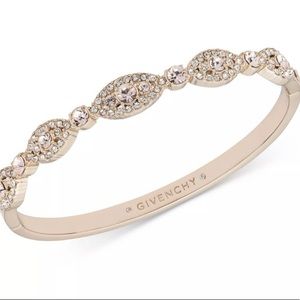 Gold bangle bracelet by Givenchy w/white and rose crystals, 50% retail price
